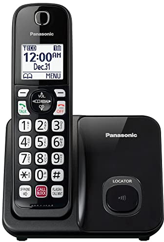 Panasonic Cordless Phone with Advanced Call Block, Bilingual Caller ID, Easy to Read Large High-Contrast Display, Expandable System with 1 Handset, KX-TGD810B (Black)