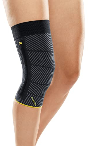 medi Genumedi E+motion 3.0 sportliche Kniebandage mit 3D mit Silikon-Quarz Pelotte | Größe: V | Perfect-Fit Haftband | Einfaches Anziehen | Passgenaue Pelotte | Geruchshemmend & Thermoregulierend
