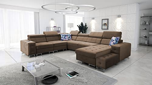 All4All Ecksofa Hugo VIII cm 362x288cm - Schlaffunktion - Bettkasten - U-Form - Couch - Eckcouch - Schlafsofa - Sofaeck - Bett - Wohnlandschaft - Magic Velvet 2299 Seite Rechts 26