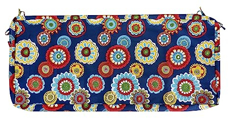 Magpie Fabrics Patio Bench Cushion Cover 48x18x3 Inch, NO Insert! Water&Fade Resistant Outdoor Loveseat Replacement Cover with Zipper (Floral Navy)
