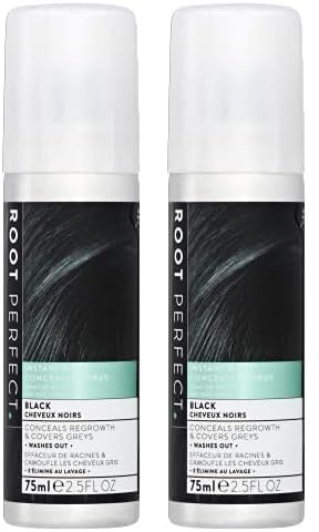 ROOT PERFECT Instant Root Concealer Spray, Black, 75ml (Pack of 2)