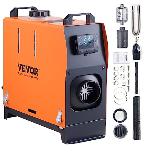 VEVOR Luft Dieselheizung Standheizung 12 V 8 kW, Luftheizung Air Diesel Standheizung Lufterhitzer, 0,16–0,62 L/Std. Dieselheizung mit LCD-Display & Fernbedienung Air Diesel Heizung Bus, LKW usw.