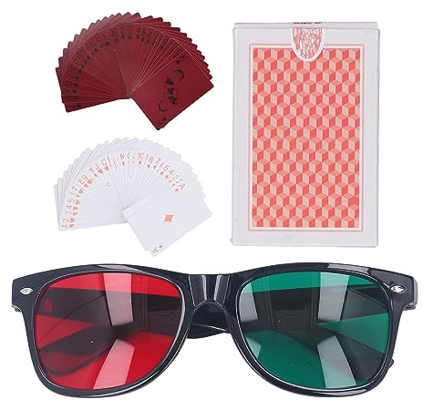 Color Blind Training Glasses, Color Blind Poker Card, Red and Green Glasses, Vision Corrective Amblyopia Training Cards for Children