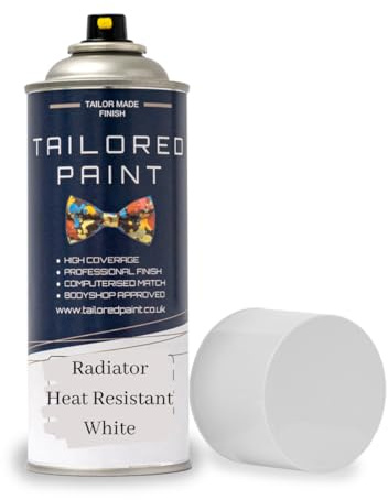 Tailored Paint Premium Radiator Aerosol Spray Paint Heat Resistant To 100ºC - Quick Air Dry No Primer Needed (Matt, White)