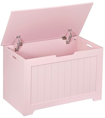 Saicool Wooden Storage Chest,30/40 Inch Storage Trunk w/2 Safety Hinges, Storage Bench, Modern Lift Top Chest Box Organizer (Pink, 30 L x 15.7 W x19 H Inch)