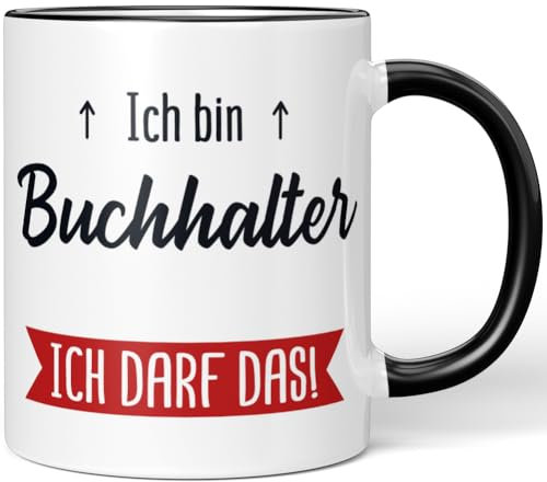 JUNIWORDS Tasse, Ich bin Buchhalter. Ich darf das!, Schwarz (5617382)