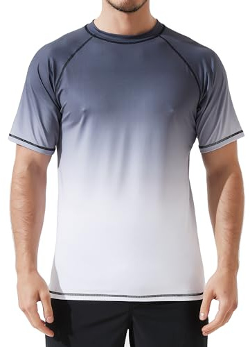 Arcweg Rashguard - Maglietta da uomo, a maniche corte, M-3XL, anti-UV, UPF 50+, asciugatura rapida, leggera, per surf, nuoto, immersioni e spiaggia, 12 Mesi
