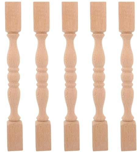 Mikikit Geschnitzter Holzsäule Tischpfosten 9.5 X 4.1 X 0.8 Zoll Römischer Stil Möbelpfosten Schranksäule Holzbein Dekoratives Möbelzubehör