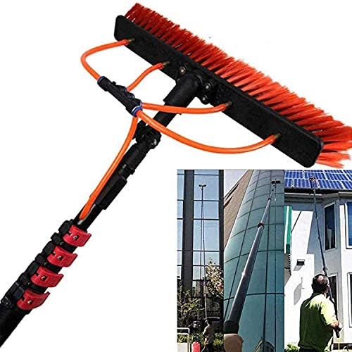 DMMFTERL 3.6-11M Window Cleaning Pole Water Fed Backpack Telescopic Brush Extendable Window Squeegee Washer for Trucks Windows Window Glass Wall Conservatory Roof (9M)