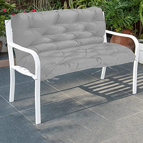 Gartenschaukel-Sitzkissen für Gartenmöbel, wasserdicht, Loveseat-Auflage mit Bändern, überfüllter Terrassenstuhl, Ersatzteil, Hellgrau, 100 x 100 x 10 cm