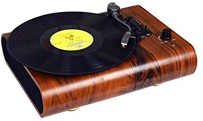 asdchZen Tourne-Disque, Platine Vinyle Vintage 3 Vitesses Bluetooth avec Haut-Parleur Stéréo Intégré, Fonction M/FM, Entrée Auxiliaire Et Sortie RCA, Bois Naturel
