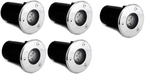AntDau71® 5 pezzi Faretto a led segnapasso calpestabile da esterno viali sentieri giardino pavimento IP65 da incasso a terra luce fredda 6500k - 220V (1 watt (6,5 x 7,5 cm))