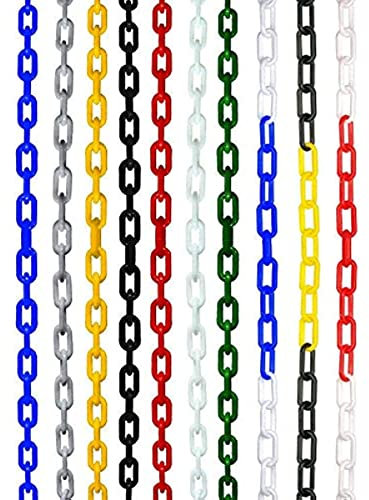 Plastic Signaling Chain, Diameter of 6 mm, Chain Link Fence, for Crowd Control, Traffic, Queuing Line (Black,10M)