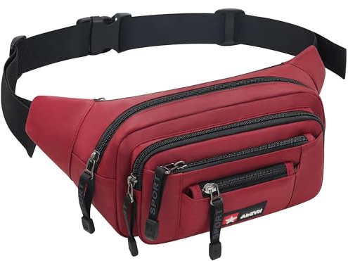 AirZyx wasserdichte Gürteltasche Bauchtasche Damen Herren Multifunktionale Hüfttasche mit Reißverschluss Geeignet für Reise Wanderung und Alle Outdoor-aktivitäten Schwarz
