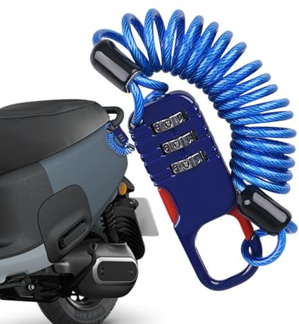 Lucchetto Per Casco Da Moto - Lucchetto A Cavo Retrattile, Lucchetto Per Casco Da Bici | Lucchetto Di Sicurezza A Combinazione A 3 Cifre, Lucchetto Per Casco Da Manubrio Per Casco, Bagagli, Scooter El