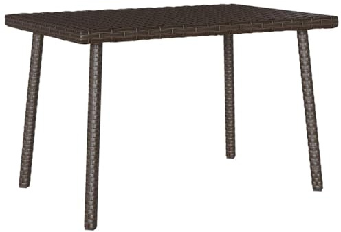 Makastle Garten Beistelltisch Wetterfest Klein Outdoor Tisch Gartentisch Loungetisch für Terrasse und Balkon, Braun 60x40x37 cm Poly Rattan