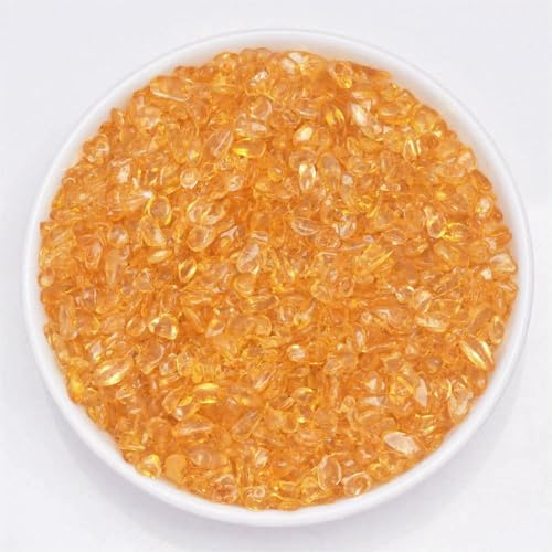 Perles de pierres précieuses naturelles polies, 20 à 100 g, pour plantes, cactus et plantes grasses, remplissage de vases, décoration de fond de paysage, 3 à 5 mm, éclats de verre jaunes, 100 g