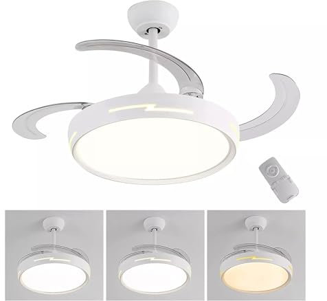 myself 21 SHOP® Ventilatore Da Soffitto Con Luce Pale Scomparsa 72W Lampadario Sospensione con Telecomando incluso Regolabile 3000K 4000K 6500K