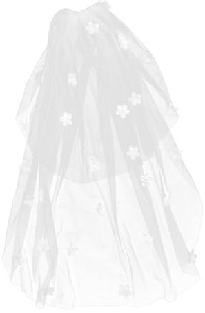 Balacoo Eleganter Brautschleier mit Perlen und Blumen Doppellagiger Französischer Kurzschleier in Cremeweiß Romantischer Hochzeitskopfschmuck Komfortabel und Langlebig Vielseitig für