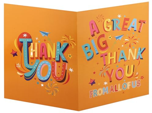Gosknor Große Dankeskarte, Extra Große Dankeskarten mit Umschlägen Ideale Geschenke für Lehrer Teams Ärzte und Familie (Orange)