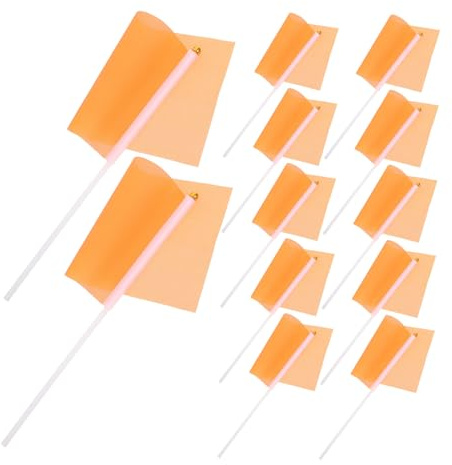 NUOBESTY Banderas para Agitar a Mano 50 Piezas 14x21 Cm Naranjas Palo para Fiestas Desfiles y Decoración Exterior Portátil de Poliéster Resistente y Reutilizable