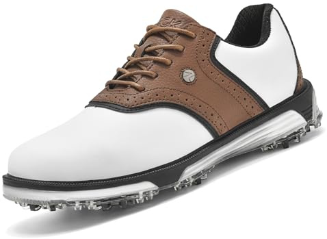 ULTIANT Zapatos de Golf para Hombre, Impermeables y Confortables, Diseño Clásico con Suela Antideslizante, Respirantes y Ligeros, Ideales para Juego y Entrenamiento de Golf en Campo