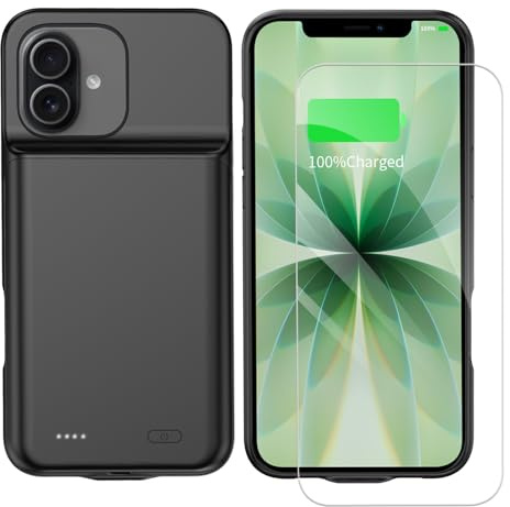 YISHDA Akkuhülle für iPhone 17, 7000 mAh, wiederaufladbar, tragbar, kompatibel mit iPhone 17 (6,3 Zoll, Schwarz)