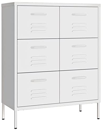 Tomostar Aufbewahrungsschrank aus Metall, Büroschrank, Metall, Aufbewahrungsmöbel, Weiß, 80 x 35 x 101,5 cm, Stahl