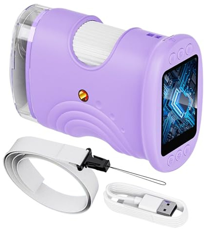 Mikroskop für Lernspielzeug, 1000 x wiederaufladbar, digitales Mikroskop, tragbar, mit 5 cm Display – für, Schule, zu Hause, Labor, Erkundung