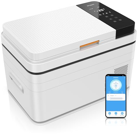 Brandson - Kompressor Kühlbox elektrisch – 30 Liter – App Steuerung Bluetooth Tuya Smart – Autokühlbox - 230 V und 12/24 V Gefrierbox Gefriertruhe bis -20°C – ECO Modus – Auto Camper LKW