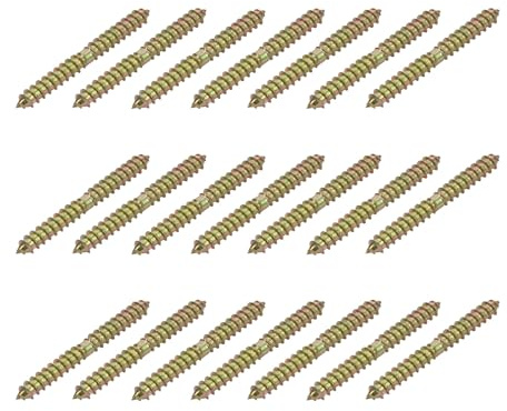 Homoyoyo 40 Tornillos de Doble Cabeza Galvanizados Zinc 6x60 Mm Tornillo de Espiga Autorroscante para Madera a Madera Pernos para Conectar Muebles y Estructuras