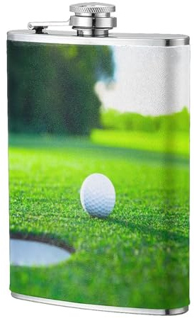 Terrain de golf,Flasque de poche plate de 8 oz en acier inoxydable 304, idéale pour les activités de plein air.