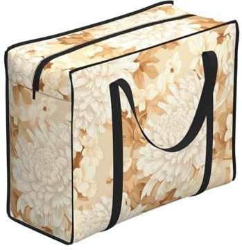 WZYCWB Borsa tote grande capacità per adulti, 48,7 l, stampa crisantemo, poliestere Oxford 600D, con cerniera, 53 x 40 x 23 cm, pieghevole con manici rinforzati
