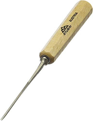 STUBAI-527104 Gerades Balleisen/Stechbeitel 4 mm | Stich 1 | einseitig geschliffen, mit Holzgriff | Profi-Holzwerkzeug für Kerb- und Reliefschnitzarbeiten
