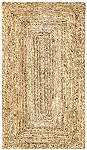 HAMID Alfombra Yute Alhambra Color Natural - Alfombra 100% Fibra de Yute, Trenzado a Mano, Alfombras de Salón, Comedor, Dormitorio, Pasillos, Color Natural (80x150cm)