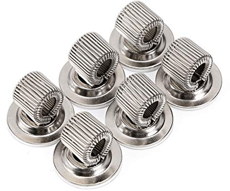 BTSKY 6Pcs Self Adhesive Stainless Steel Pen Holder Clips - Pen Pencil Holder Pen Clip Holder with Adjustable Spring Loop, Fit Any Size Pens Markers Use in Home Office Whiteboard (Silver)