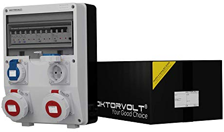 Doktorvolt Stromverteiler Baustromverteiler Feuchtraumverteiler TD-S/FI 2x16A 2x230V IP65 Mennekes Dosen Wandverteiler Steckdosenverteiler