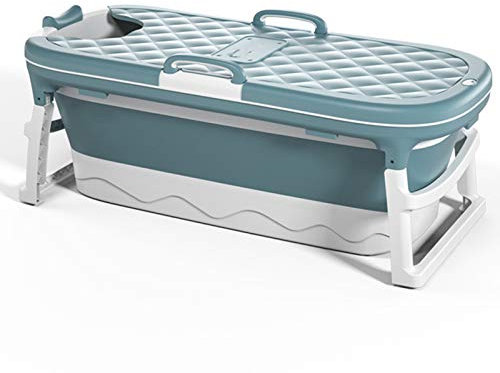 SHAIRMB Tragbare Badewanne, Kinder/Erwachsene, große faltbare Badewanne mit Abdeckung, für Dusche, Whirlpool, Eisbad, Blau, M