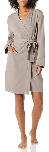 Amazon Essentials Damen Leichter Waffel-Bademantel, Mittellang (Erhältlich In Übergröße), Rauchgrau, S