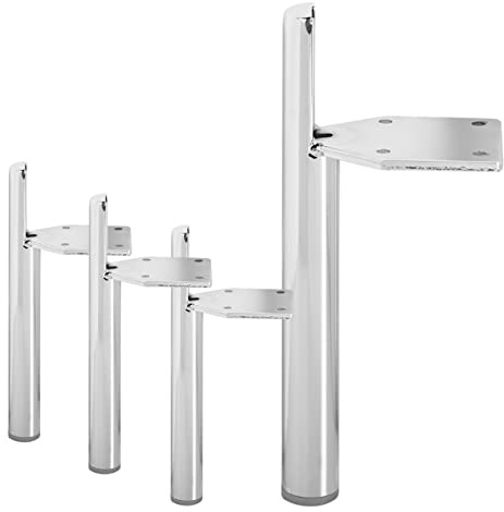 Btowin 5 inch Tapered Metal Furniture Legs, Side-Mounted, 4-Pack, Chrome | 400lb Capacity. Rust-Proof Non-Slip Base Protects Floors. Screws & Pre-Drilled Holes for Quick DIY. Fits Sofa, Cabinet & Bed