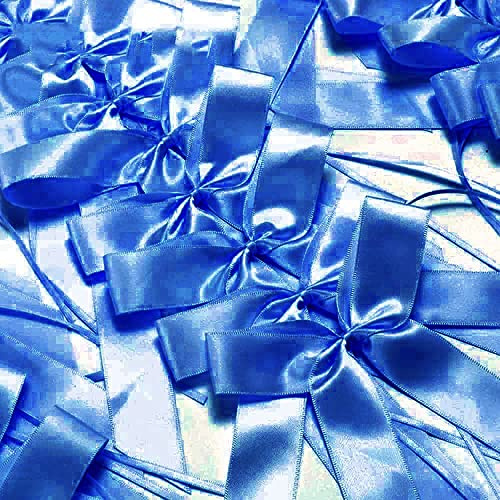 50 STK Autoschleifen Antennenschleifen,Handgemacht Satinband Deko Schleifen Auto Schmuck Braut Paar Dekoration Autoschmuck Hochzeitsschleifen für Hochzeit Party Geburtstag Geschenkenverpackung,Blau