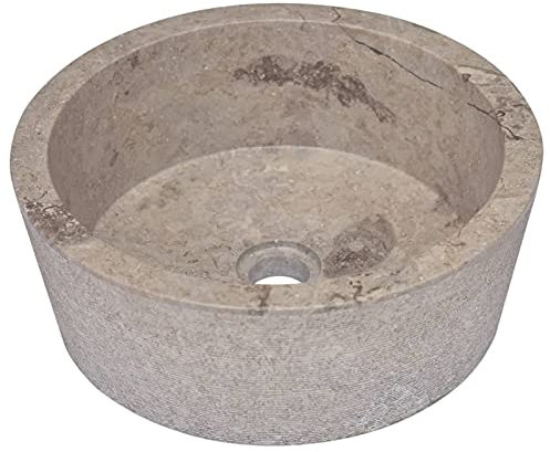 Gawany Waschbecken Aufsatzwaschbecken Waschtisch Waschplatz Handwaschbecken Waschschale Aufsatzbecken Becken Badezimmer Grau Ø40x15 cm Marmor