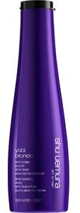 Shu Uemura, Yubi Blonde Shampooing argenté anti-jaunissement pour cheveux blonds et méchés avec pivoine blanche japonaise et colorant violet Effet neutralisant 300 ml