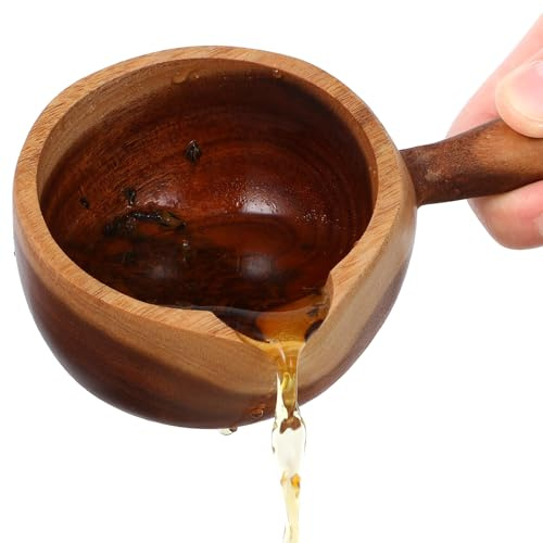 BESTonZON Retro Wooden Tea Spoon with Handle 5.5 Inch Bamboo Water Scoop Wooden Ladle for Kitchen Tea Ceremony and Bath Use