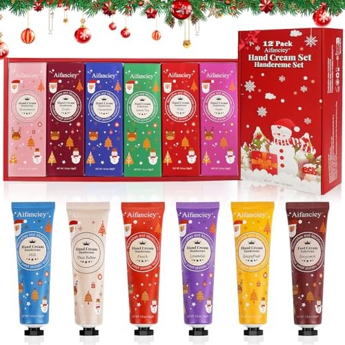 Pflege Set für Hände und Füße, 12 Stück mit Handcremes und Fußcremes, Intensive Feuchtigkeitscreme bei Trockenheit, Pflanzliche Duftnoten, Geschenkset Weihnachten für Frauen und Männer