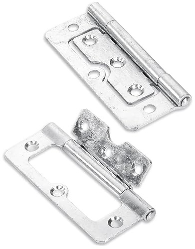 Merriway BH07699 Flush Hurling Hinge, Bright Zinc Plated, Set of 2 Pieces, Silver