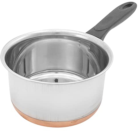 17cm Copper Base Milk Pan - Cool Touch Handle, Copper Bottom | Saucepan, Milkpan, Frying Pan, Kitchen, Cooking | Indian Deep Cookware | Durable & Long Lasting