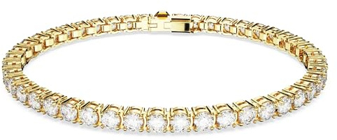 Swarovski Matrix tennisarmband, vita rundskurna kristaller i guldfärgad miljö, från Matrix Collection, storlek M