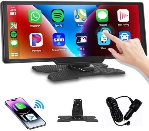 Podofo Wireless Carplay Tragbares Autoradio 10.26'' Touchscreen Wireless Android Auto Bluetooth FM Transmitter/Aux/Sd Karte DC7-32v Einfache Installation Für Wohnwagen Wohnmobile LKW