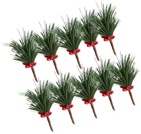 TOPBATHY 10stücke Künstliche Weihnachtszweige für Baum Dekoratives Bouquet-zubehör Kunstpflanzen mit Früchten Heimdekoration Künstliche Pflanzen für Weihnachten